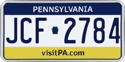 PA license plate JCF2784