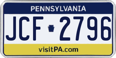 PA license plate JCF2796