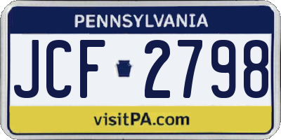 PA license plate JCF2798