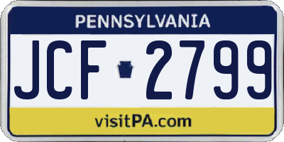PA license plate JCF2799