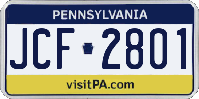 PA license plate JCF2801