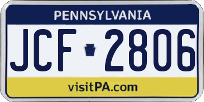 PA license plate JCF2806