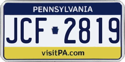 PA license plate JCF2819