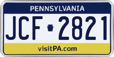 PA license plate JCF2821