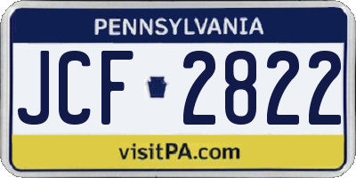 PA license plate JCF2822