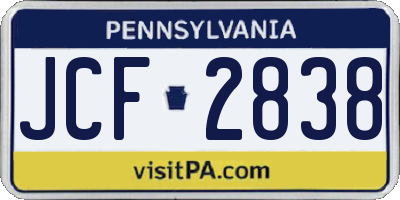 PA license plate JCF2838