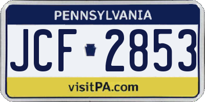 PA license plate JCF2853