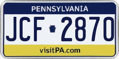PA license plate JCF2870