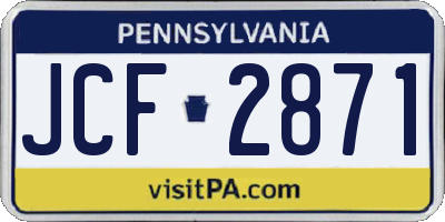 PA license plate JCF2871