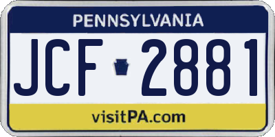 PA license plate JCF2881