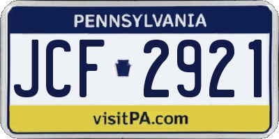 PA license plate JCF2921