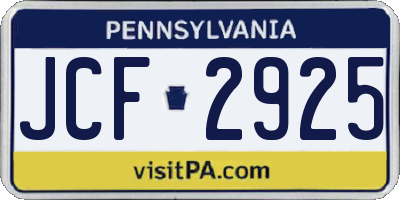 PA license plate JCF2925