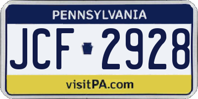 PA license plate JCF2928