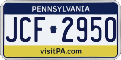 PA license plate JCF2950