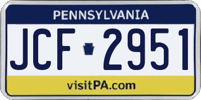 PA license plate JCF2951