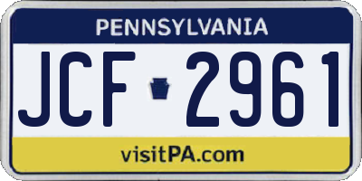 PA license plate JCF2961