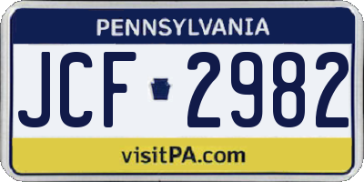 PA license plate JCF2982