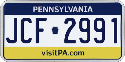 PA license plate JCF2991
