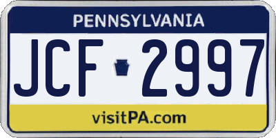 PA license plate JCF2997
