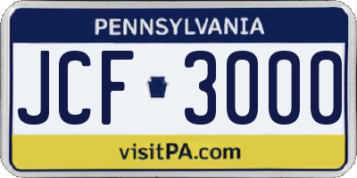 PA license plate JCF3000