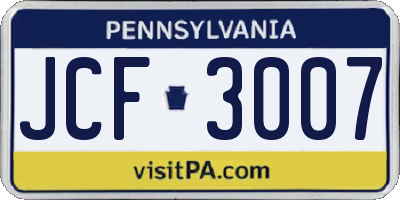PA license plate JCF3007