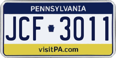 PA license plate JCF3011