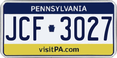 PA license plate JCF3027