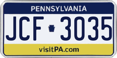 PA license plate JCF3035