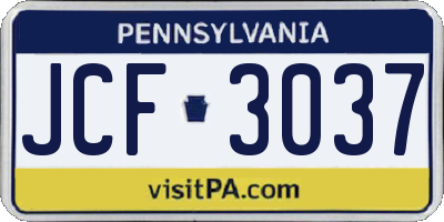 PA license plate JCF3037
