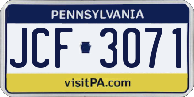 PA license plate JCF3071