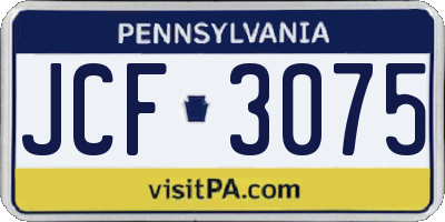 PA license plate JCF3075