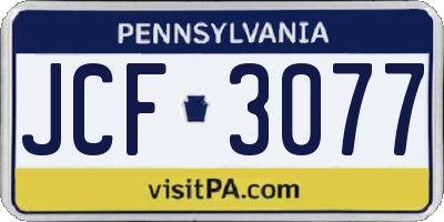 PA license plate JCF3077