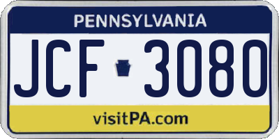 PA license plate JCF3080