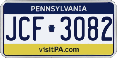 PA license plate JCF3082