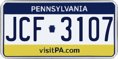 PA license plate JCF3107
