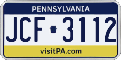 PA license plate JCF3112