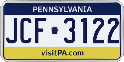 PA license plate JCF3122