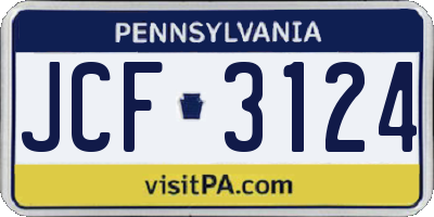 PA license plate JCF3124