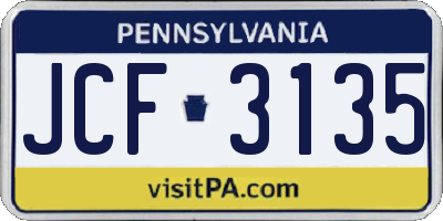 PA license plate JCF3135