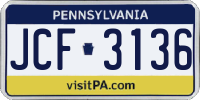 PA license plate JCF3136