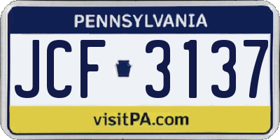 PA license plate JCF3137