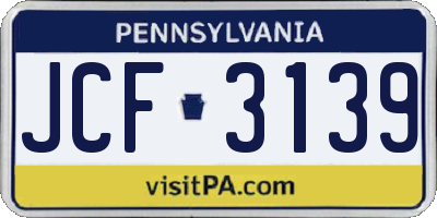 PA license plate JCF3139