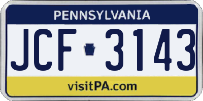 PA license plate JCF3143