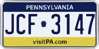 PA license plate JCF3147