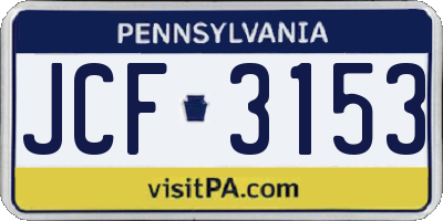 PA license plate JCF3153
