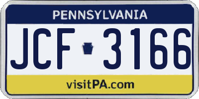 PA license plate JCF3166