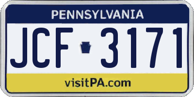 PA license plate JCF3171