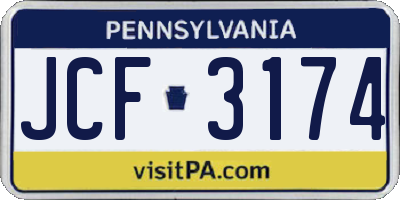 PA license plate JCF3174