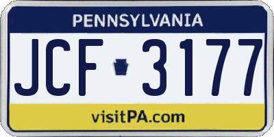 PA license plate JCF3177