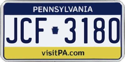 PA license plate JCF3180